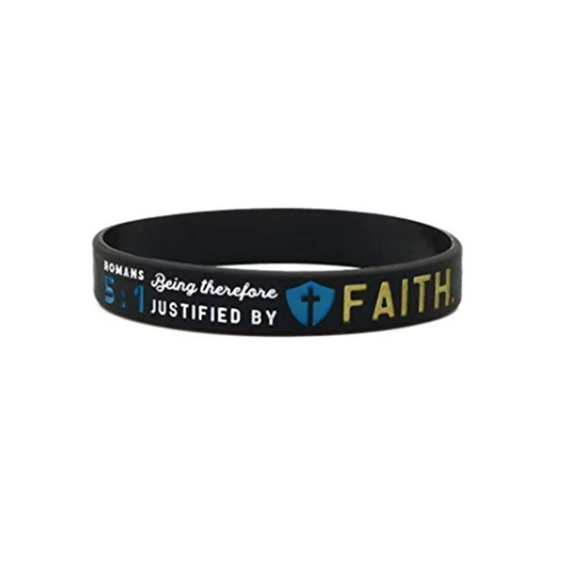 8Pcs Power of Faith Bible Verse Wristbands Silicone Bible Bracelets Christian Religious Prayer Cross Jewelry Gifts for Men Women