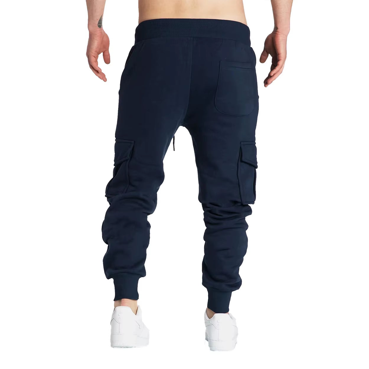 Mens Sweatpants Straight Fit Joggers for Sports and Streetwear Loose Oversized Drawstring Long Pants Men Multi-Pocket Pants