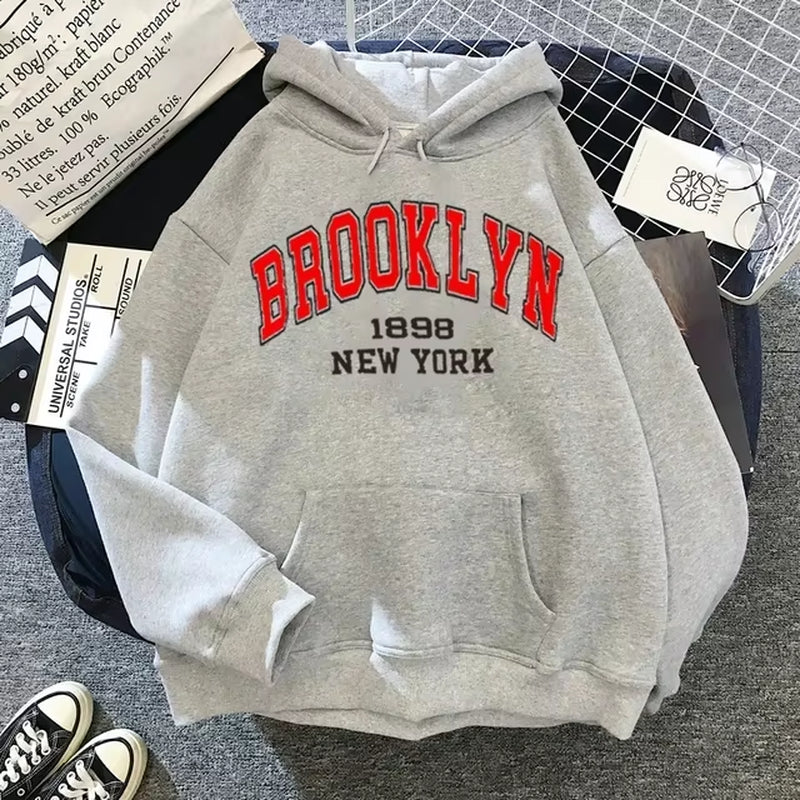 Brooklyn Letter Print Hooded Sweater Fashion Hoodie Kids Hip Hop Street Ladies New York Autumn Clothing Hoodie for Women