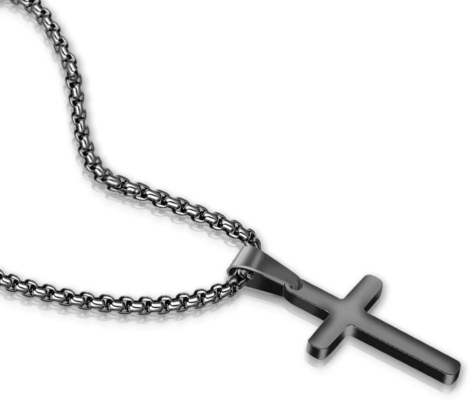 Cross Necklace for Men, Stainless Steel Silver Gold Black Plain Cross Pendant Necklace Simple Jewelry Gifts, 16-24 Inches Chain